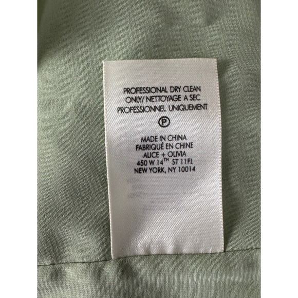 Alice+Olivia Sage Green Ruffle Maxi Dress V Neck Tie Waist Size 2 - Picture 13 of 14